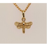9 Carat Yellow Gold Small Dragonfly Charm/Pendant