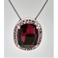 Sterling Silver Purple Crystal Pendant with Box Chain