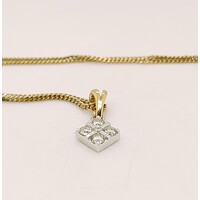 9 Carat Yellow and White Gold Square Diamond Pendant