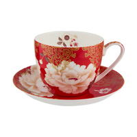 Maxwell & Williams 300ml Kimono Red Cup & Saucer