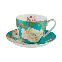 Maxwell & Williams 480ml Kimono Teal Breakfast Cup & Saucer