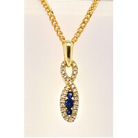 9 Carat Yellow Gold Sapphire and Diamond Pendant
