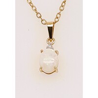 FireGem 9 Carat Yellow Gold Solid White Opal and Diamond Pendant