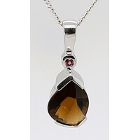 Sterling Silver Smokey Quartz and Rose Quartz Pendant