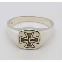 Sterling Silver Monogrammed Knights Templar Cross Signet Ring AUS Size W