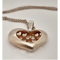 Sterling Silver Rose Gold Plated Hollow Heart Pendant