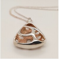 Sterling Silver Rose Gold Plated Hollow Triangle Pendant