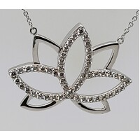 Sterling Silver Cubic Zirconia Set Lotus Pendant