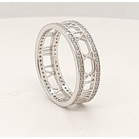 Sterling Silver Cubic Zirconia Set Roman Numeral Ring AUS Size N½