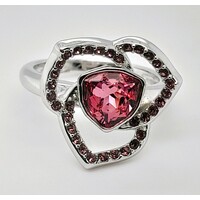 Sterling Silver Pink Crystal Ring AUS Size N