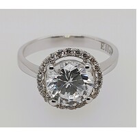 Sterling Silver Cubic Zirconia Claw Set Ring AUS Size N½