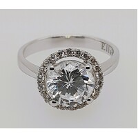Sterling Silver Claw Set Cubic Zirconia Dress Ring AUS Size S