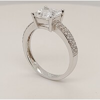 Cubic Zirconia Claw Set Sterling Silver Ring Size N1/2