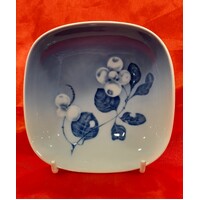 Royal Copenhagen Blue on White Bowl with Leaves & Flowers
