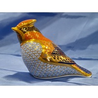 Royal Crown Derby Waxwing Bird Paperweight with Gold Basal Stopper