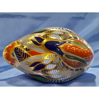 Royal Crown Derby Teal Duck Paperweight with Gold Basal Stopper