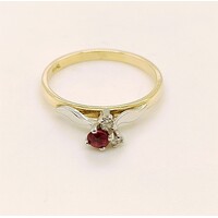9 Carat Yellow Gold High Claw Set Ruby and Diamond Ring Size M