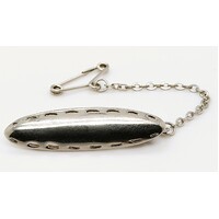 Sterling Silver Engraved Scalloped Edge Oval Brooch - CLEARANCE
