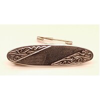 Sterling Silver Engraved Banner Brooch with Safety Chain