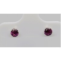 Sterling Silver 3.5mm Round Amethyst Stud Earrings