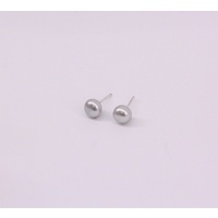 Grey Freshwater Pearl Button Stud Earrings