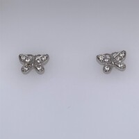 Pink Cubic Zirconia Butterfly Stud Earrings