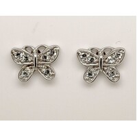 Clear Cubic Zirconia Butterfly Stud Earrings