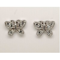 Clear Cubic Zirconia Butterfly Stud Earrings