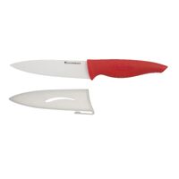 13cm White/Red Ceramic Prep/Utility Knife & Sheath