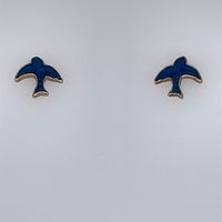 9 Carat Yellow Gold Blue Bird Stud Earrings