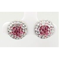 Sterling Silver Pink Crystal Stud Earrings