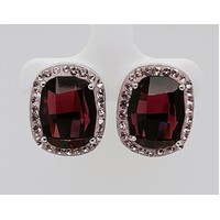 Sterling Silver Purple Crystal Stud Earrings