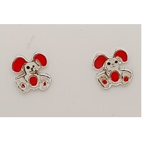 Sterling Silver Enamel Bear Stud Earrings