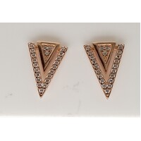 Sterling Silver Pink Hard Gold Plated Cubic Zirconia Stud Earrings