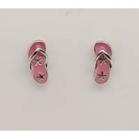 Sterling Silver Enamel Thong Stud Earrings