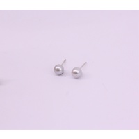 Grey Freshwater Round Pearl Sterling Silver Stud Earrings