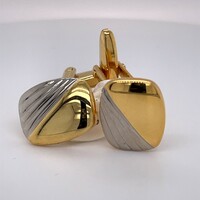  Pair Two Tone Plated Patterned Oblong Cufflinks