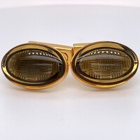 Pair Yellow Gold Plated Resin Covered Oval Cufflinks
