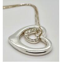 Sterling Silver Heart Pendant with Cubic Zirconia - CLEARANCE