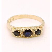 9 Carat Yellow Gold Bridge Set Sapphire and Diamond Ring AUS Size M½