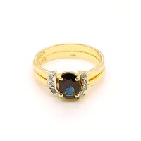 18 Carat Yellow Gold Sapphire and Diamond Ring AUS Size M