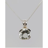 Sterling Silver Mint Quartz with Cubic Zirconia Set Pendant