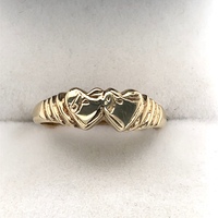 Solid Double Heart Signet Ring