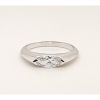 Sterling Silver Marquise Cut Cubic Zirconia Ring AUS Size R