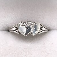 Double Heart Sterling Silver Signet Ring