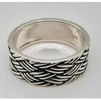 Oxidised Sterling Silver Weave Ring AUS Size V1/2
