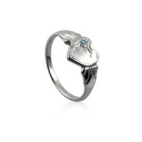 March (Aquamarine) Birthstone Sterling Silver Signet Ring