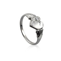 April (Diamond) Birthstone Sterling Silver Signet Ring