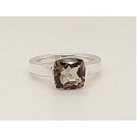 Sterling Silver Smokey Quartz Ring AUS Size N