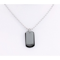 Stainless Steel Matte Black and Polished Two Tone Dog Tags on Chain
